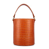 Olympia Croc Embossed Leather Cylinder Handbag Handbags - Vicenzo Leather - Designer