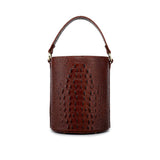 Olympia Croc Embossed Leather Cylinder Handbag Handbags - Vicenzo Leather - Designer