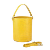 Olympia Croc Embossed Leather Cylinder Handbag Handbags - Vicenzo Leather - Designer