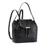 Morimi Croc-Embossed Leather  Handbag Bucket/Backpack Black