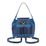 Morimi Croc-Embossed Leather  Handbag Bucket/Backpack Blue