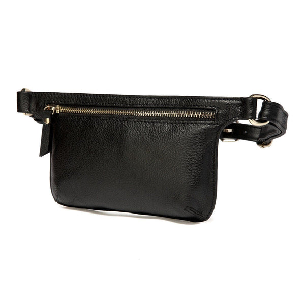 Arlette Leather Waist Bag / Belt Bag - Black– Vicenzo Leather