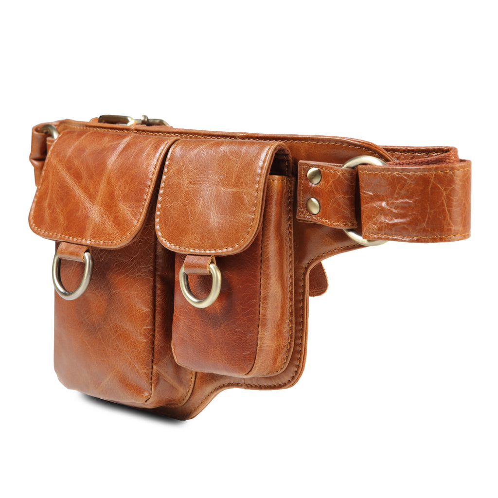Genuine Leather Men Fanny Pack Waist Bag: Murse Man Purse