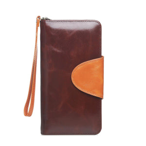 Vicenzo Leather Venice Distressed Leather Travel Passport Wallet Holder, Brown